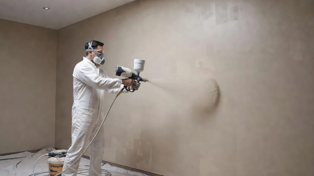 Pistolet airless Wagner Control Pro 250 en cours d'utilisation sur un mur